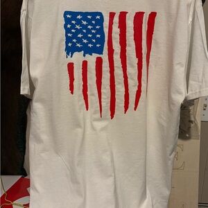 White T-Shirt with American Flag Design
